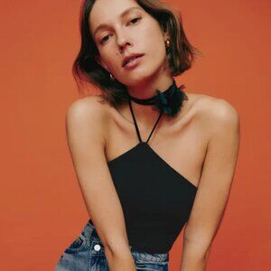 Reformation Dixie Knit Top Black - Size XS